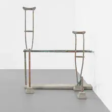 Hospitable Prayer by Margaret Wharton, 1989, lacquered copper foil over wood, concrete, sold Apr 2013