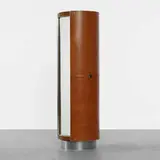 Guido Faleschini, rotating valet, c. 1975, leather, felt, chrome-plated brass, chrome-plated steel, mirror