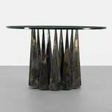 dining table, model PE 46 by Paul Evans, c. 1965, welded and patinated steel, glass, sold Apr 2013