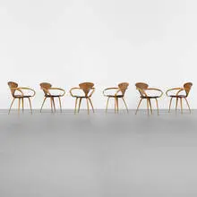 Norman Cherner, dining chairs, set of six, 1958, walnut plywood