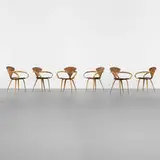 Norman Cherner, dining chairs, set of six, 1958, walnut plywood