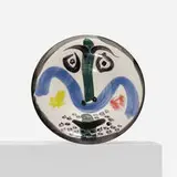Face No. 130 plate by Pablo Picasso, 1963, glazed earthenware with engobe decoration and enamel, sold Apr 2013