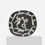 Pablo Picasso, Two Dancers plate, 1956, earthenware with knife-engraving accentuated with glaze and black patinated ground