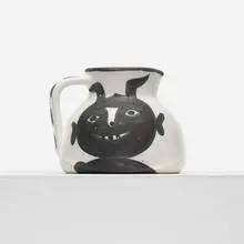 Heads pitcher by Pablo Picasso, 1956, enameled black and white earthenware with parrafin decoration, sold Apr 2013