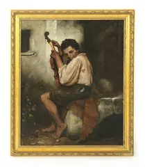 J.L. Ronay, Untitled, J...L...Ronay (Hungarian 19th century) THE YOUNG VIOLIN MAKER Oil on canvas 79.5 x 63.5cm