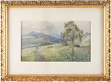 Thomas Bradley, Sheep Grazing, watercolor on paper