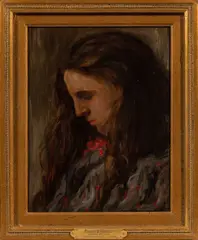 Robert David Gauley, Girl Contemplating, oil on canvasboard