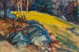 Dodge MacKnight, Autumn Hillside, watercolor