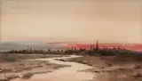 Louis Kenney Harlow, Distant Skyline at Twilight, watercolor on paper