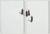 Carol K. Brown, Four Women in Striped Dresses, A Diptych (2004 002 A & B), acrylic on paper