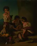 Bartolomé Esteban Murillo, Copy of Young Boys Playing Dice, oil on tin