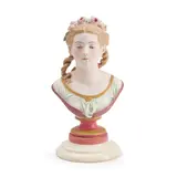 Polychrome Decorated Bisque Bust, Frame, 19th century,