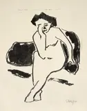 Karl Schmidt-Rottluff, Sitzendes Mädchen, 1911, Lithographie auf Papier