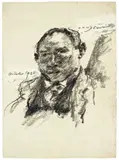 Lovis Corinth, Selbstbildnis, 1922, Schwarze lithographische Kreide auf Velin