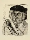 Max Beckmann, Selbstbildnis, 1946, Lithographie auf festem glatten Papier