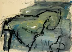 G 14/1990 by Emil Schumacher, 1990, Acryl auf leichtem gelblichen Karton, sold Nov 2012