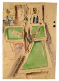 Billardspieler by Ernst Ludwig Kirchner, Um 1924, Aquarell und Tuschfeder auf bräunlichem Papier, sold Jun 2012