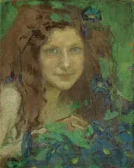 Julie Wolfthorn, Mädchen mit blaugrünen Augen, Um 1899, Öl auf Leinwand