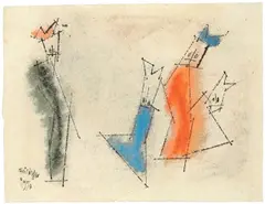 Vier Ghosties by Lyonel Feininger, 1953, Aquarell und Feder in Schwarz auf Bütten, sold Nov 2011