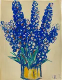 Rittersporn by Christian Rohlfs, 1918, Wassertempera auf genarbtem grünlichen Papier, sold Jun 2022