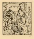 Otto Dix, Fleischerladen, 1920, Kaltnadel auf Velin