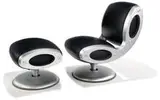 Marc Newson, Gluon lounge chair and ottoman, 1993, Black leather