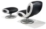 Marc Newson, Gluon lounge chair and ottoman, 1993, Black leather