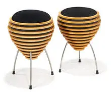 Lisa Krohn, Pair of Beehive stools, 1994, Laminated wood and metal