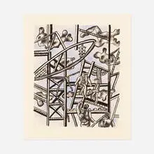Les constructeurs by Fernand Léger, 1951, lithograph in colors on Arches, sold Jun 2021