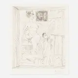 Pablo Picasso, L'Inspiration Travaille et le Peintre se Tourne les Pouces, 1967, drypoint