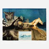 Stella and Alice Grey. Lantern and Whalebone (from The World Of Currier And Ives as interpreted by Salvador Dalí) by Salvador Dalí, 1971, lithograph in colors with collage, sold Jun 2021