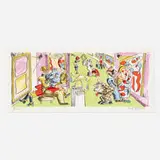 Museum by Red Grooms, 1978, offset lithograph in colors on F.J. Head Handmade, sold Jun 2021