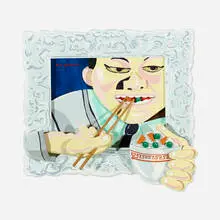 Red Grooms, Peking Delight, 1979, three-dimensional screenprint, pochoir, and rubber stamp in colors on wood