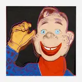Howdy Doody (from the Myths series) by Andy Warhol, 1981, screenprint in colors with diamond dust on Lenox Museum Board, sold Jun 2021
