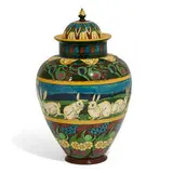 Shelley-Wileman Co., large Intarsio earthenware lidded vase
