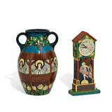Intarsio earthenware items, two by Frederick Alfred Rhead for Shelley-Wileman Co., United Kingdom, sold Oct 2021