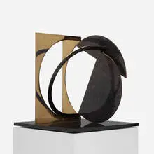 Alphabet "D" by Fletcher Benton, 1978, bronze, enameled bronze, marble, sold Apr 2013
