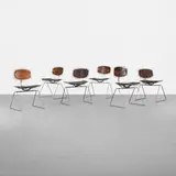 set of six Beaubourg chairs from the Centre Georges Pompidou by Michel Cadestin and Georges Laurent, 1977, galvanized steel, leather, sold Apr 2013