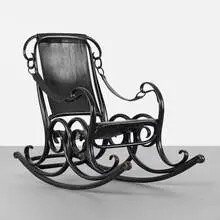 Rocker No. 3 by Gebrüder Thonet, 1888, leather, lacquered beech, brass-plated steel, sold Apr 2013