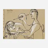 Le Peintre et Son Modèle I by Pablo Picasso, 1970, pencil, ink and chalk on paperboard, sold Apr 2013