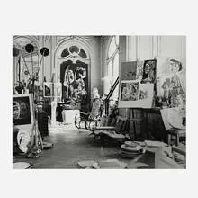Picasso, Atelier Cannes by André Villers, 1955, gelatin silver print, sold Apr 2013