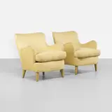 lounge chairs, pair by Osvaldo Borsani, c. 1952, upholstery, lacquered wood, sold Sep 2012