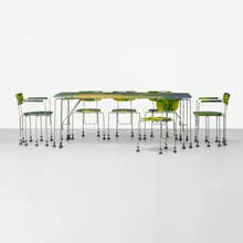Broadway dining set by Gaetano Pesce, 1993, cast resin, stainless steel, rubber, steel, sold Sep 2012