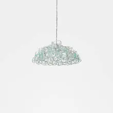 Annet van Egmond, chandelier, c. 1988, galvanized steel, glass, steel wire