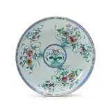 1723-1735, by Chinese Yongzheng Porcelain Dish, polychrome enamel decorated with flowers, dia, sold Jul 2023