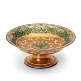 Russian Porcelain Compote, 20th century,, gilt and polychrome enamel decorated with floral borders to a central medallion with double headed eagle, dia