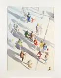 Harry L. Senger, Commuters from Above Signed 'H. Senger' lower left. Watercolor on paper/board, sight size 29 x 21 in. (73.7 x 53.4 cm), matted.