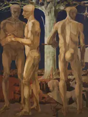 Two Works: Men and Double-Sided Sheet with Figure Studies by Cornelis Ruhtenberg, Figure Studies, Standing Nude from Behind and Reclining Nude, unsigned, ink and charcoal respectively, sheet size 27 1/4, sold May 2023