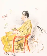 Oskar Laske, Seated Woman in a Kimono