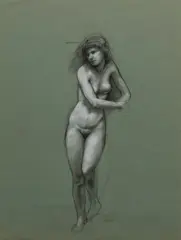 Joel Babb, Study for Circe, charcoal and white chalk on paper